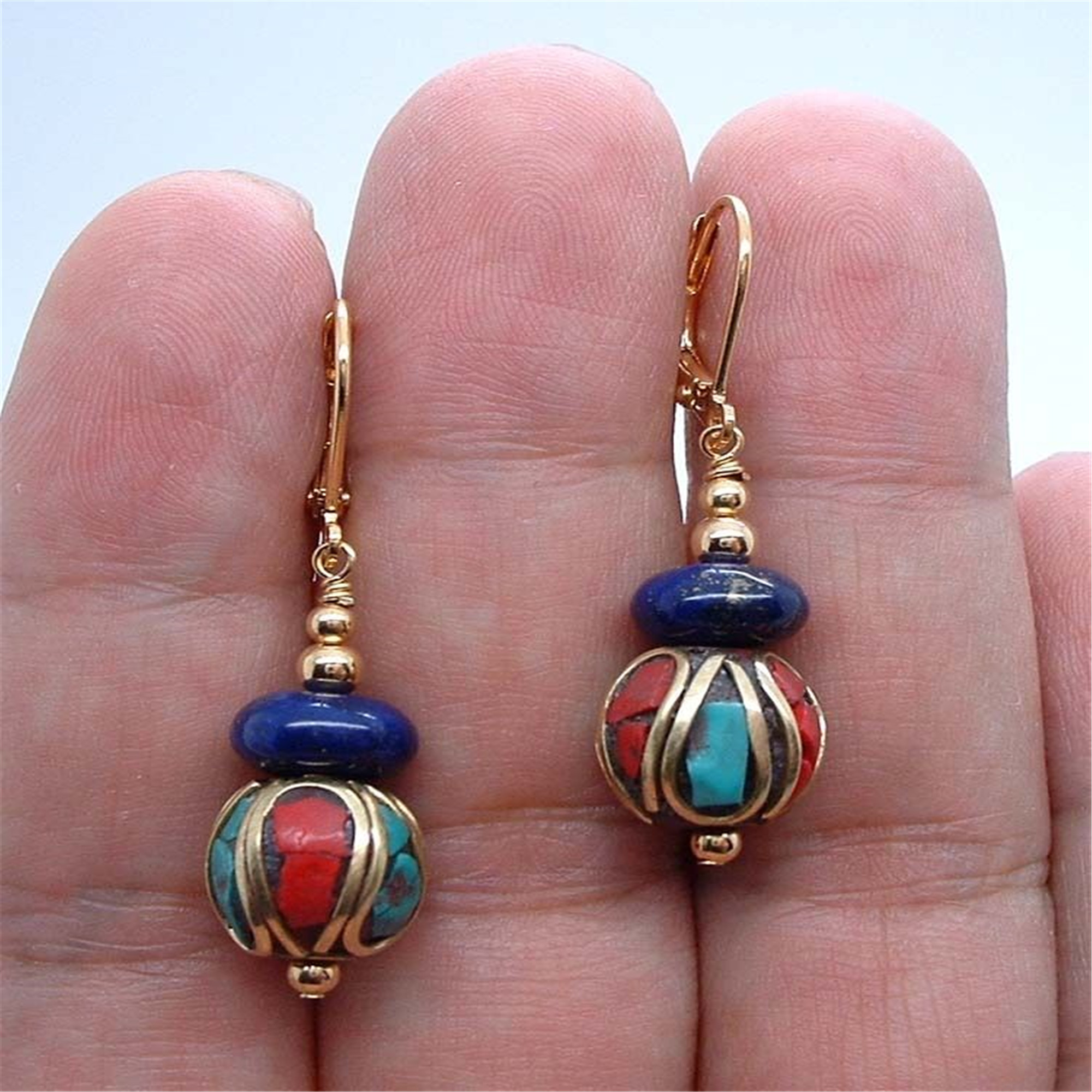 Women Accessories Nepal - Dangling Handmade Nepal Blue Lapis Lazuli