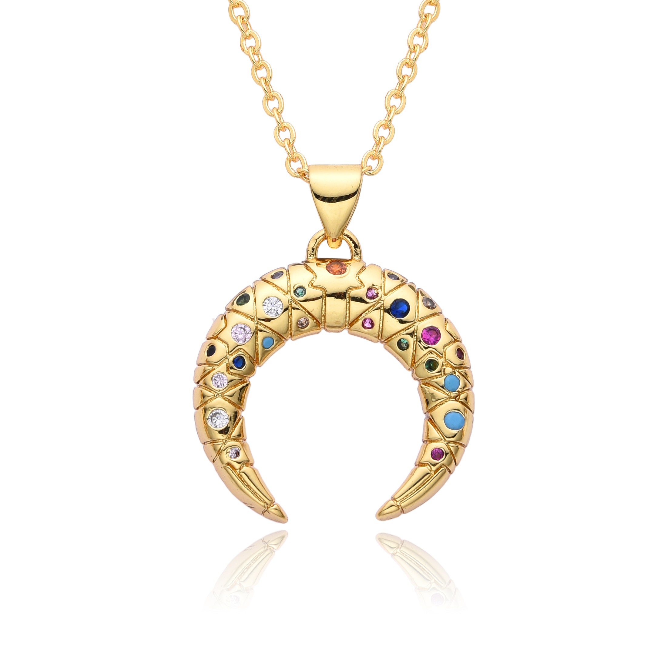 Women Accessories In Wholesale - KPOP Gold Color Moon Charms Micro-inlaid