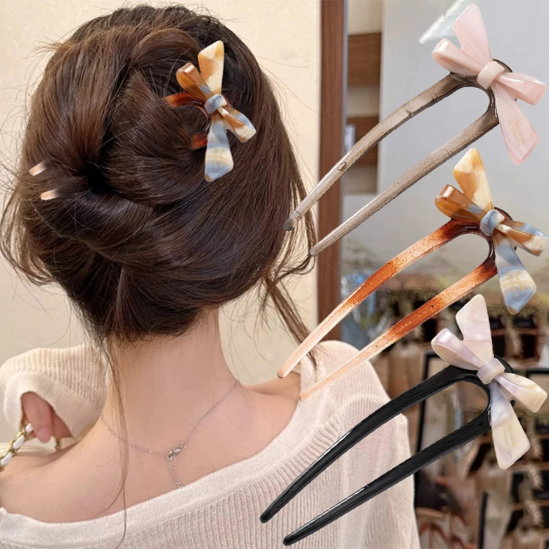 Women Accessories Trendy - 1 piece, sweet bow U-shaped hair