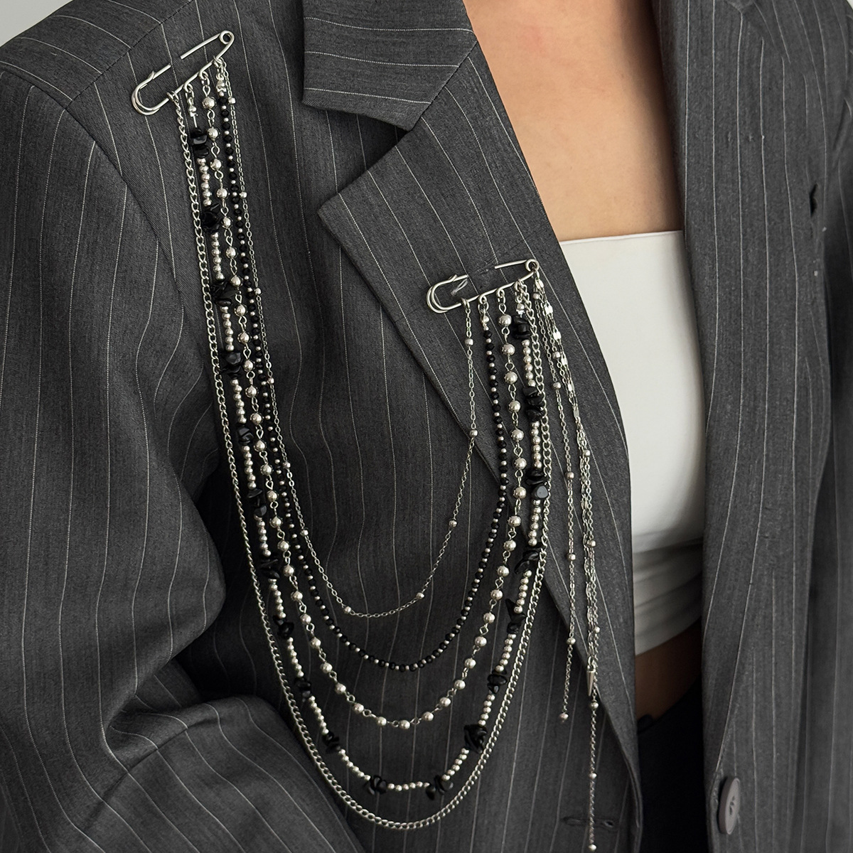 Punk Hip Hop Long Crystal Broo - Women Accessories Trendy incelemesi ve fiyatı