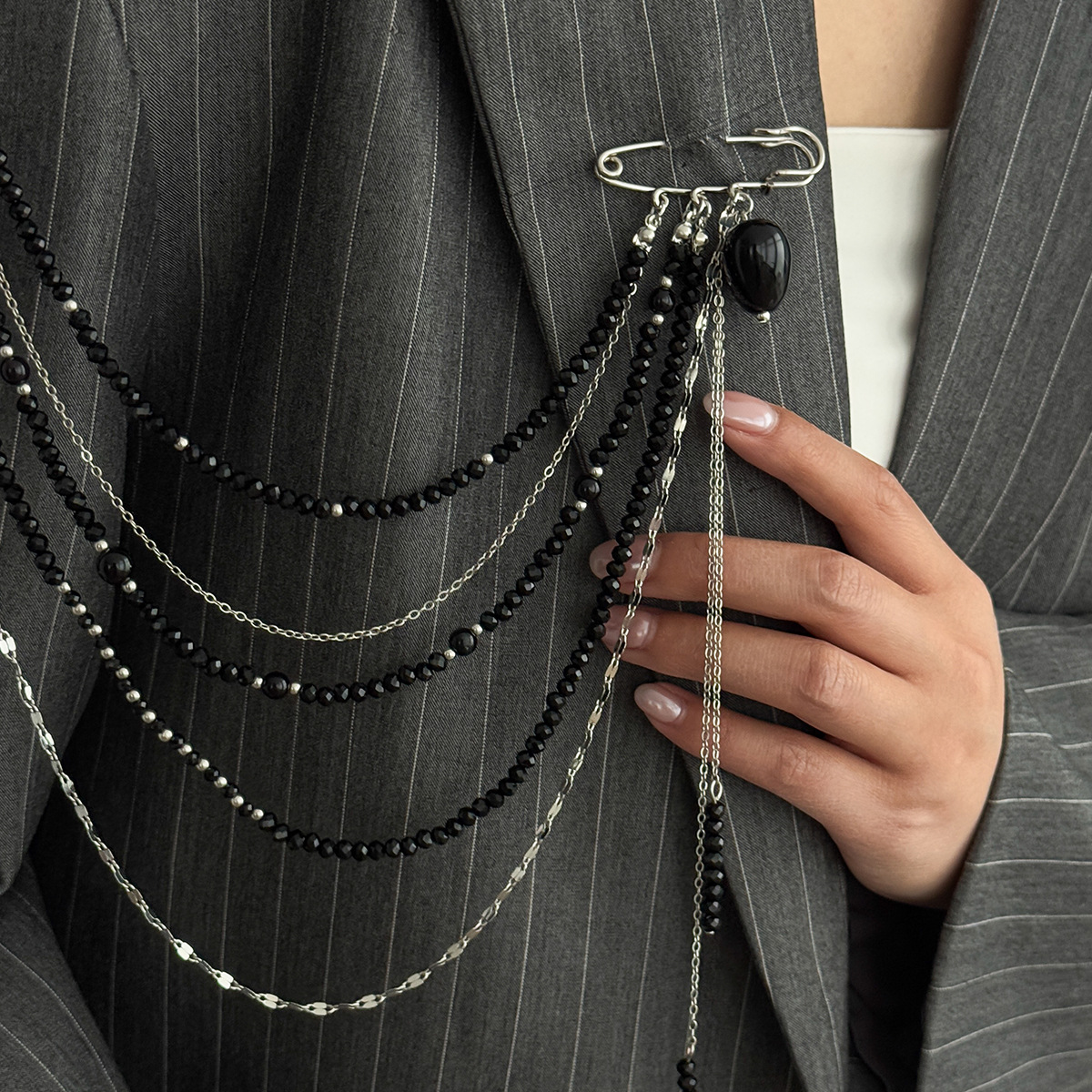 Punk Hip Hop Long Crystal Broo - Women Accessories Trendy incelemesi ve fiyatı