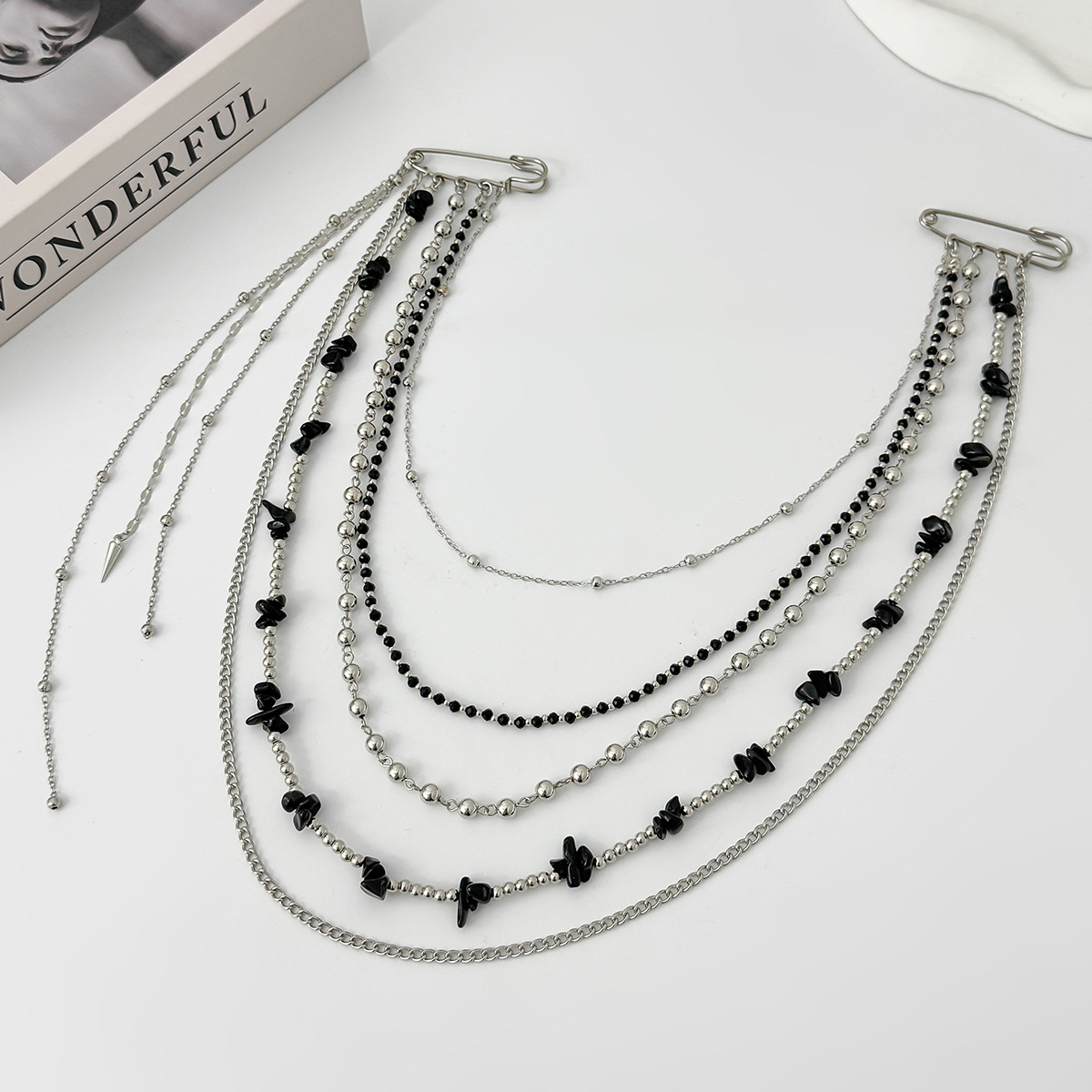 Punk Hip Hop Long Crystal Broo - Women Accessories Trendy incelemesi ve fiyatı