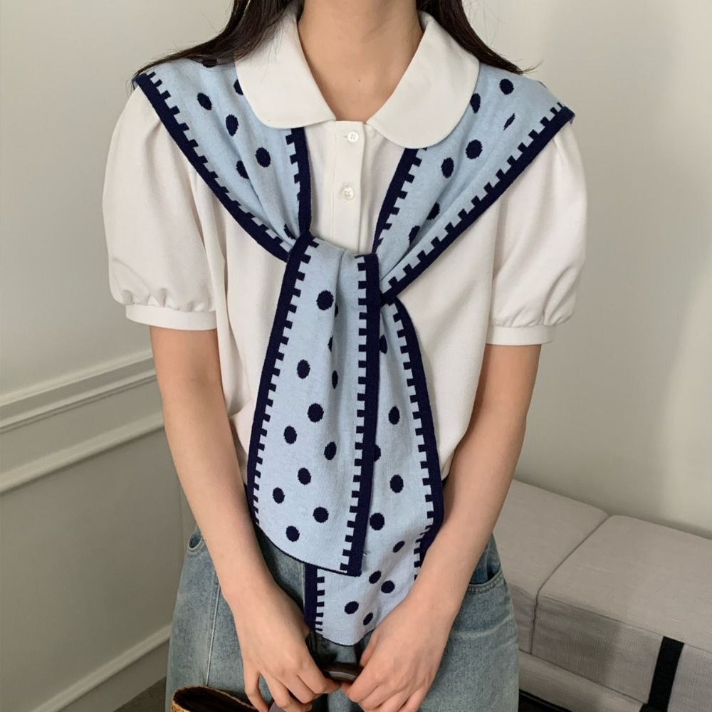 Retro Cape Polka Dot Knitted S - Women'S Korean Accessories incelemesi ve fiyatı