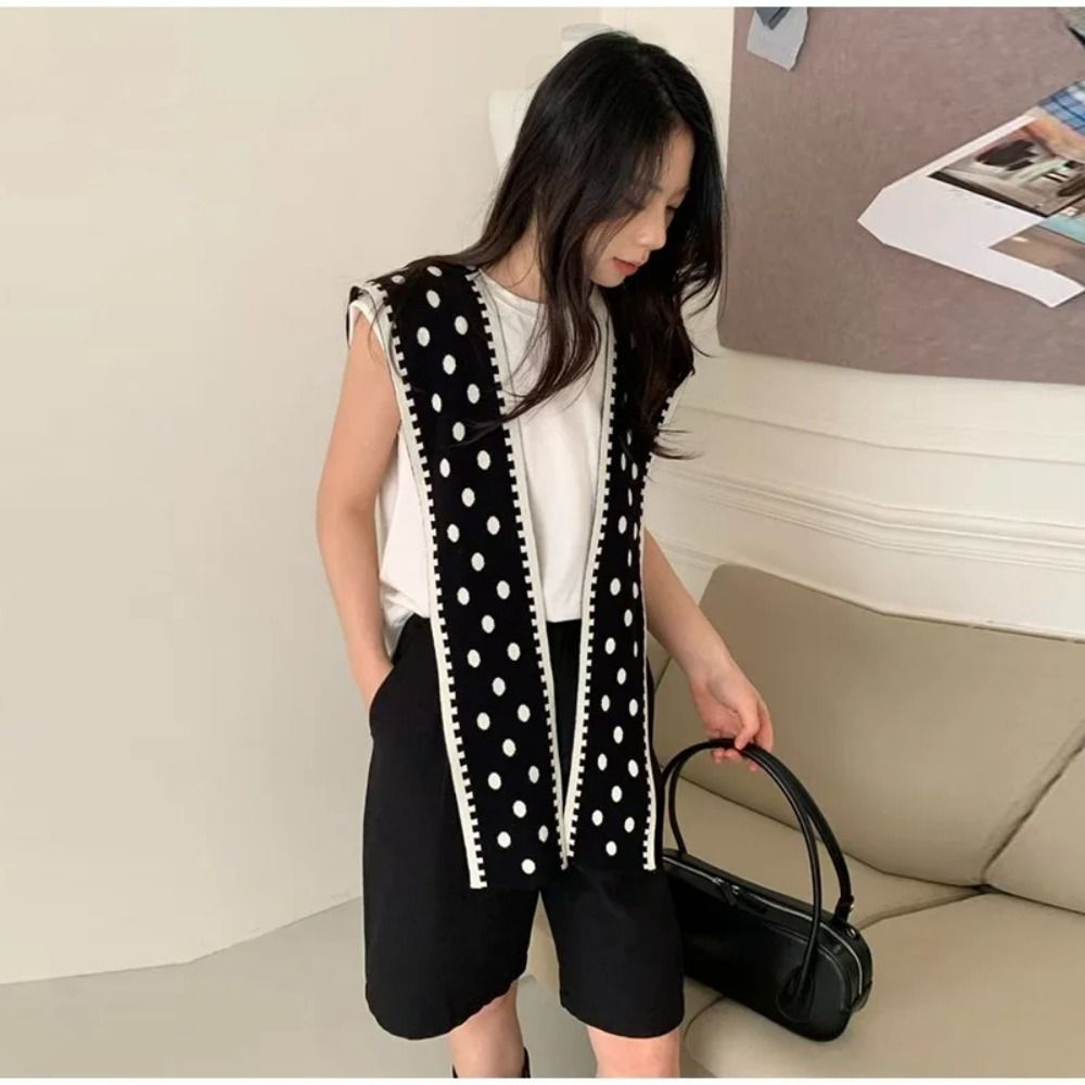 Retro Cape Polka Dot Knitted S - Women'S Korean Accessories incelemesi ve fiyatı