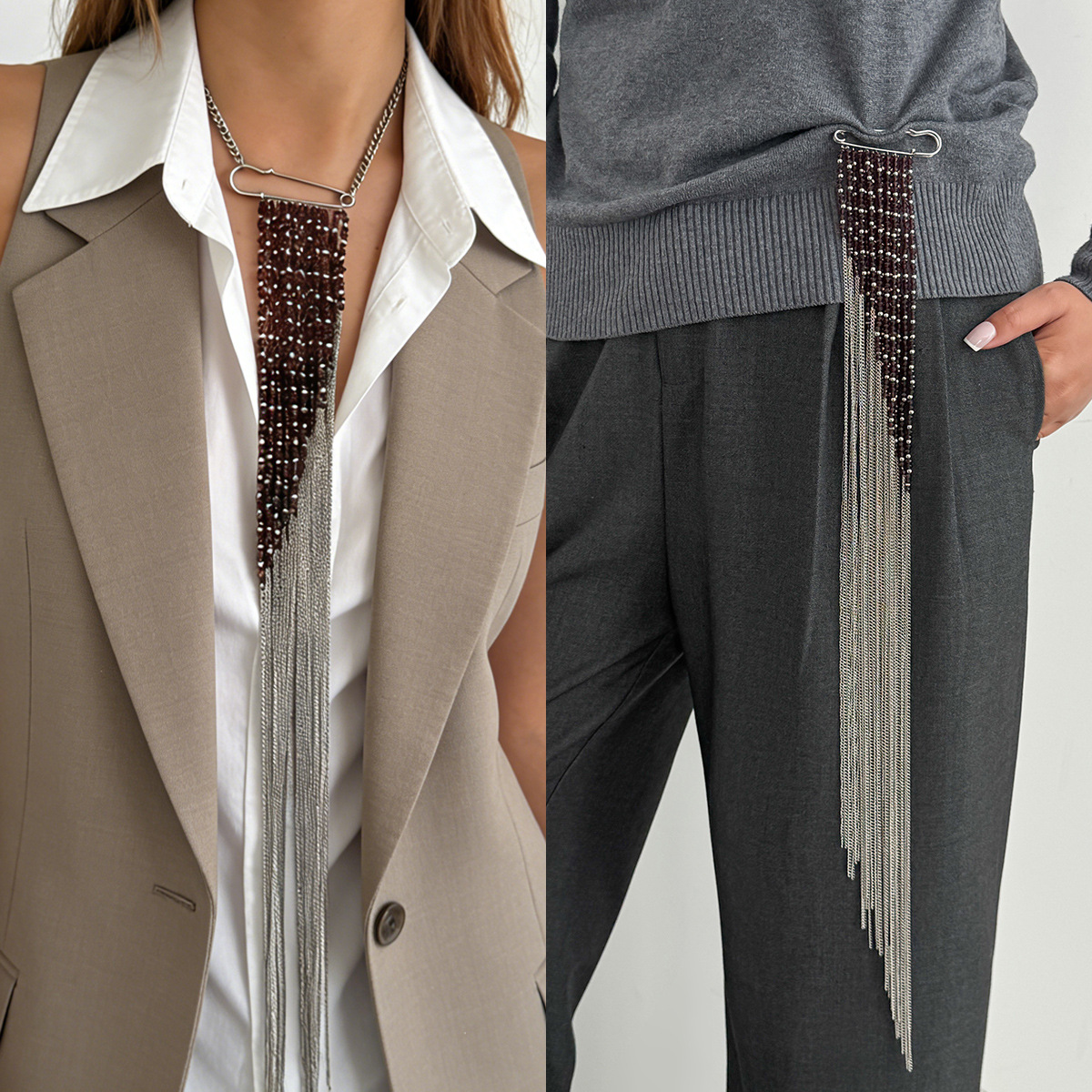 Silver Color Tassel Chain Broo - Women'S Accessories And Jewelry incelemesi ve fiyatı