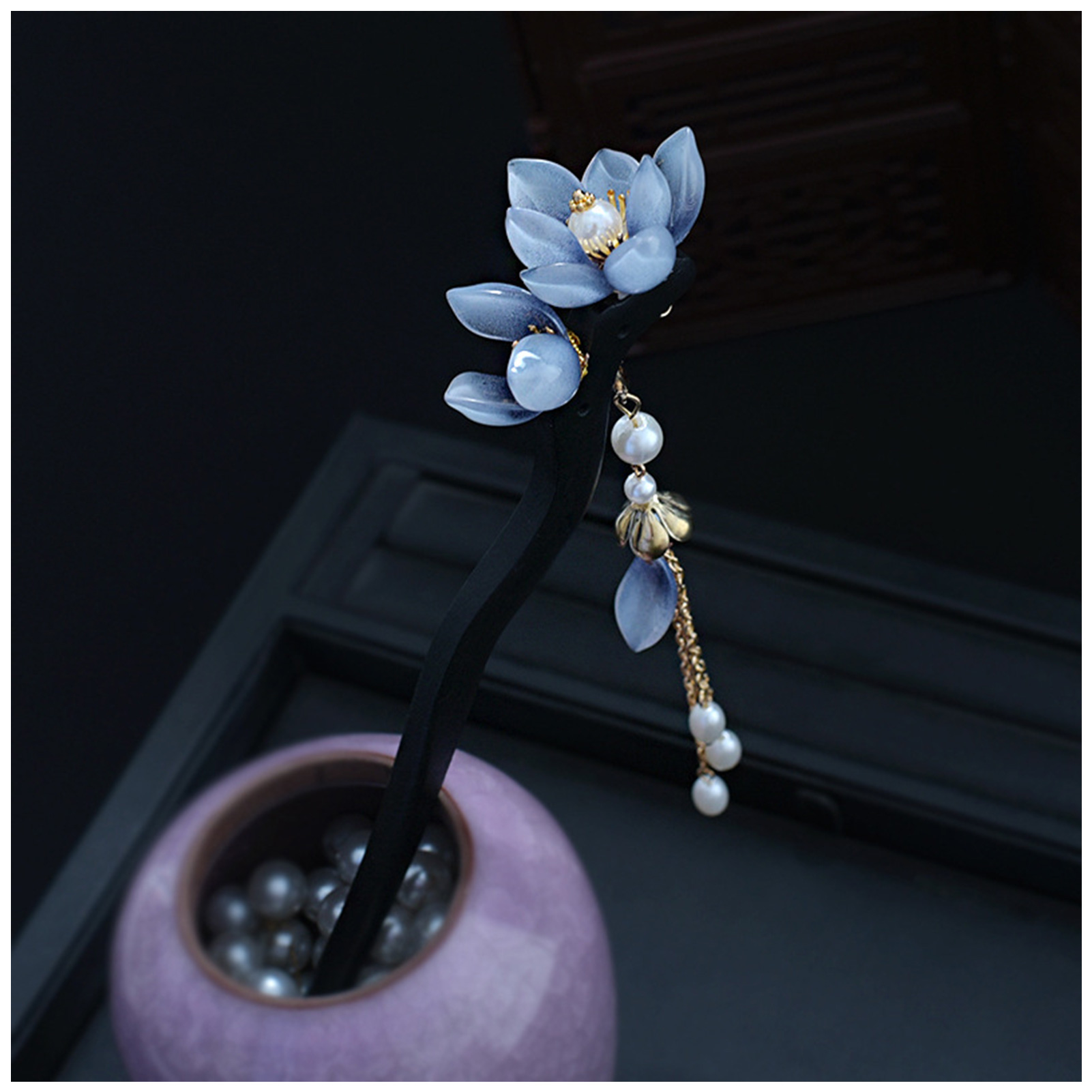 Blue Flower Hair Stick Vintage - Women'S Vintage Accessories incelemesi ve fiyatı