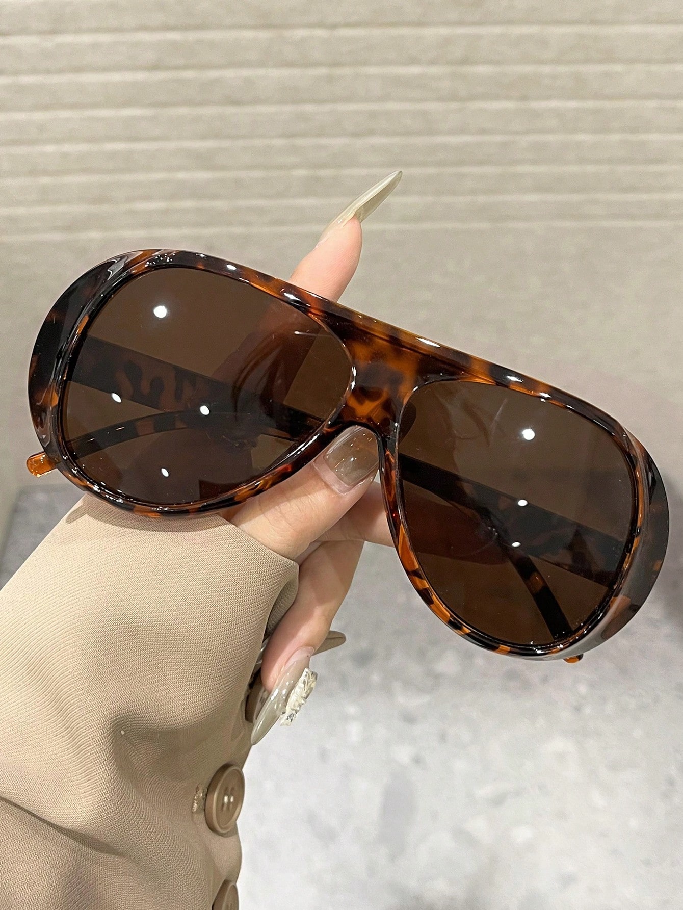 1Pc Women Leopard Pilot Frame  - Women Accessories Trendy incelemesi ve fiyatı