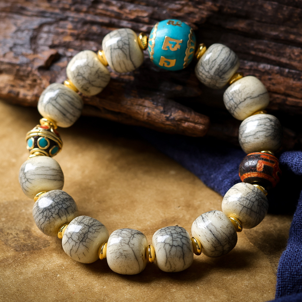 Cracked Yak Bone Barrel Bead B - Women Accessories Nepal incelemesi ve fiyatı