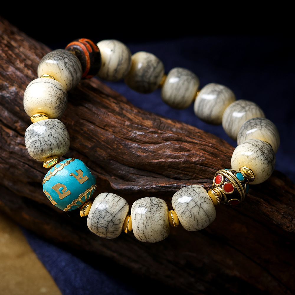 Cracked Yak Bone Barrel Bead B - Women Accessories Nepal incelemesi ve fiyatı