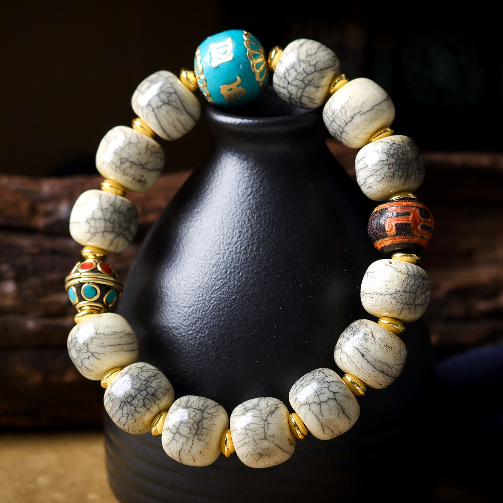 Cracked Yak Bone Barrel Bead B - Women Accessories Nepal incelemesi ve fiyatı